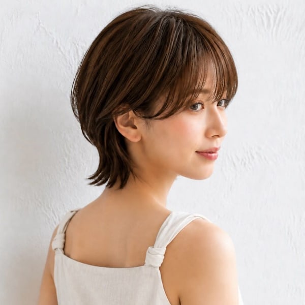 顔周りカット ショートボブ 髪質改善 ブラウンベージュ
