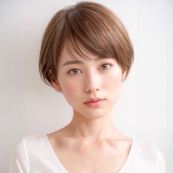 アプリコットオレンジミニボブルフショートp3　ハニーブラウン