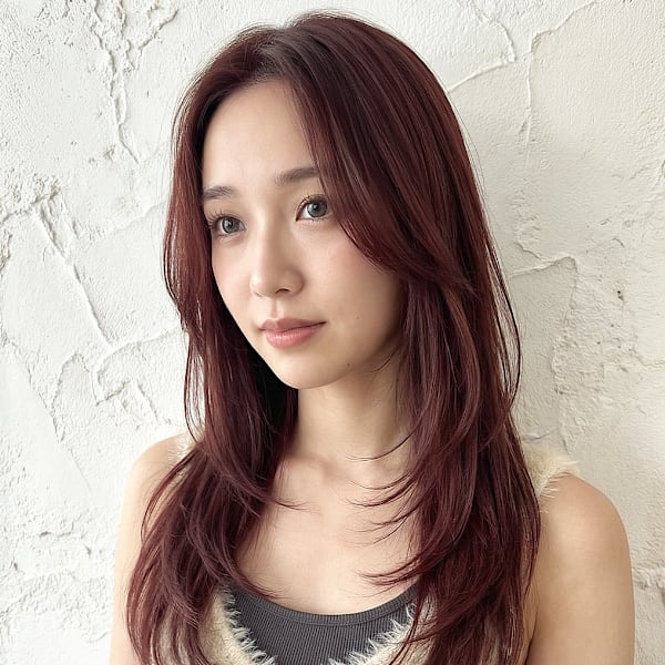 ブリーチなし韓国風レイヤーピンクブラウン大人可愛いp1