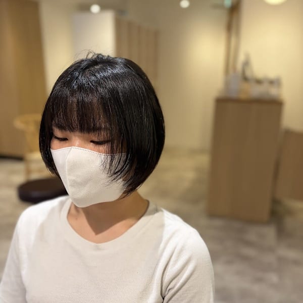 ショートボブ丸みショート顔まわりレイヤーボブ/四条大宮/烏丸