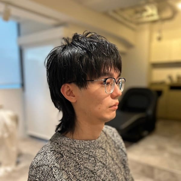 アッシュブラックマッシュパーママッシュウルフウルフパーマ
