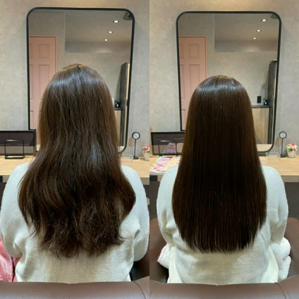 《髪質改善》カラーケア★お色が染まりながら髪が健康になっていくので、本来の艶やかな髪に戻ります。|縮毛矯正と髪質改善の美容院 SMuK