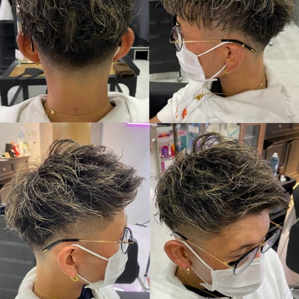 フェード×ツイスパ×ハイライト　人生を変えるイメチェン【秋葉原　髪質改善 men'【秋葉原　髪質改善|Alushe 秋葉原 髪質改善/韓国風レイヤーカット/men'sパーマ（旧：Alushe 秋葉原店）