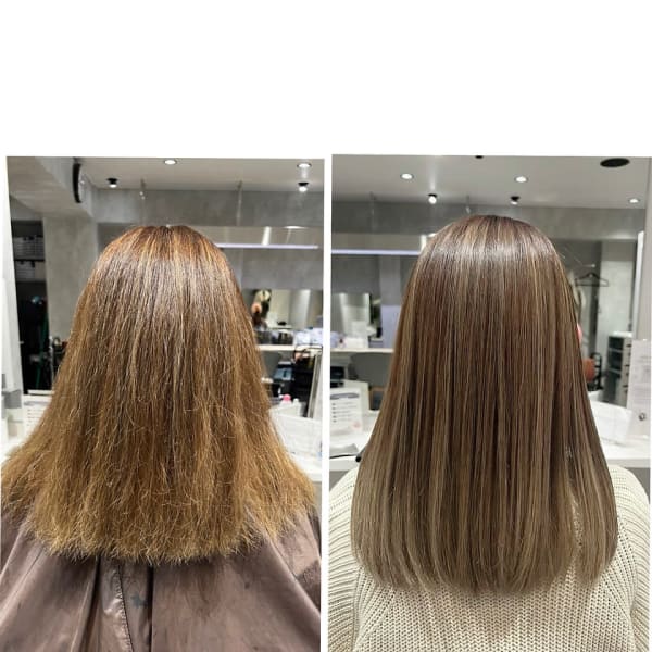 【髪質改善】酸熱ストリートメント×白髪ぼかしハイライトで艶髪|:ideal 本町本店