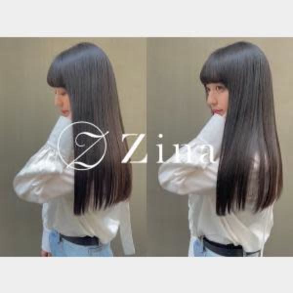 【高級PREMIUMストレート（縮毛矯正）】毛先がきちんとまとまるナチュラルストレートに髪質改善！|全席個室美容室Zina 銀座 髪質改善&トリートメント