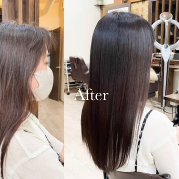 縮毛矯正+5Gトリートメント(エイジングケアストレート)まっすぐだけど馴染みやすい、うるツヤヘアへ♪|HairResort fromCoCo