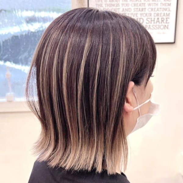 カット+白髪ぼかしハイライト+トリートメント+頭皮診断+炭酸バブルスパ¥33000|atelier mim