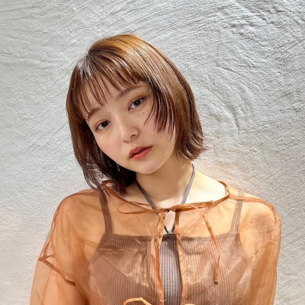 ボブ×フェイスレイヤーでお洒落感◎【池袋/池袋東口/ショート/イルミナカラー/ハイライト】|Claude MONET 池袋店