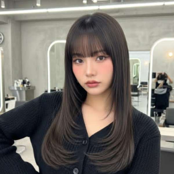 顔周りのデザインで魅せる『韓国風小顔レイヤーカット』韓国/小顔/レイヤーカット　新小岩　縮毛矯正|elu 新小岩【エル】