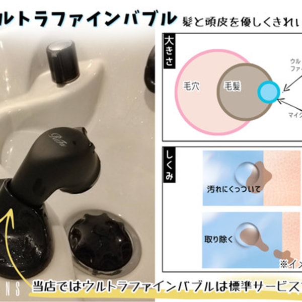標準サービス|髪と頭皮をやさしく洗う最新ケア【ウルトラファインバブル】|HANS 名古屋 伏見