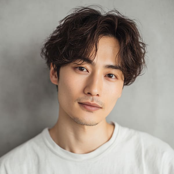 骨格補正カット×抜け感パーマで魅せる大人のツーブロックスタイル|ANSA hair 藤森店