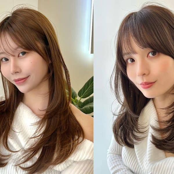  【レイヤーカット】前髪や顔周り細部にこだわったレイヤーカットで小顔で女性らしいシルエットを叶える◎|Loely by Louwe 立川 前髪カット/髪質改善/韓国/レイヤー