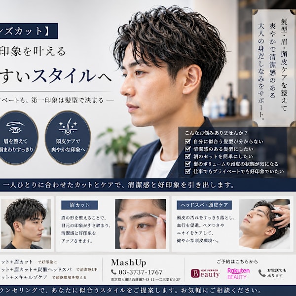 【大人メンズカット】清潔感と好印象を叶える扱いやすいスタイル|美容室MashUp