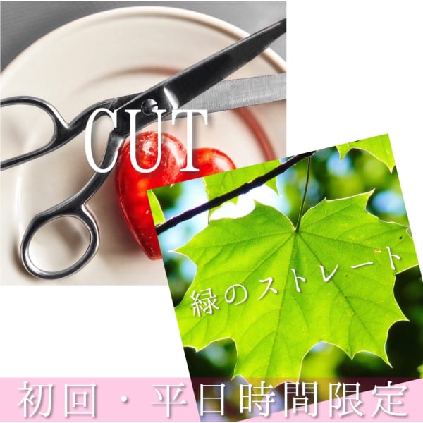 【初回・平日時間限定】★カット + 前髪緑のストレートパーマ★¥15,400 → ¥7,700