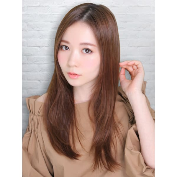 プラチナ縮毛矯正+カット+アフィアコネクトトリートメント３step　¥19300⇒¥13600