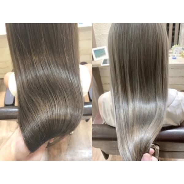 【髪質改善】ツヤ髪ストレートトリートメント+デザインカット　　￥12300