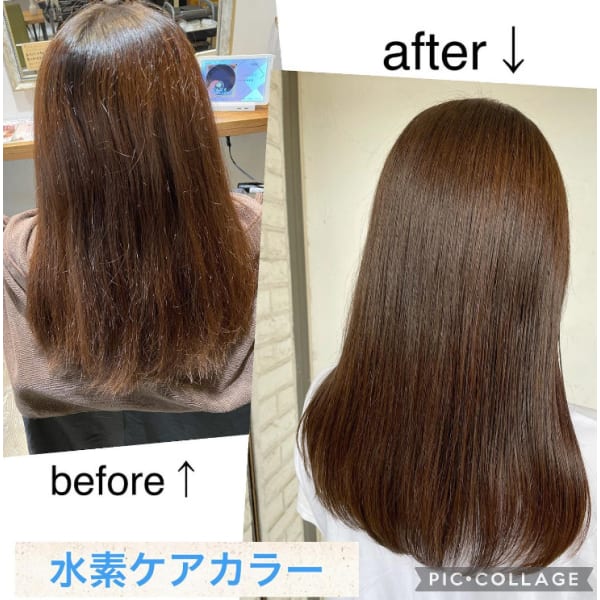 【カラー当店人気No1】【ネット予約限定】うる艶水素ケアカラー＋生えグセ直し小顔カット＋うる艶TR