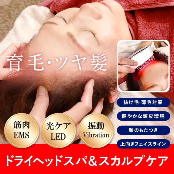 薄毛対策◆20分2300円◆ドライヘッドスパ＆スカルプケア（EMS電気ブラシ赤色led照射付き）