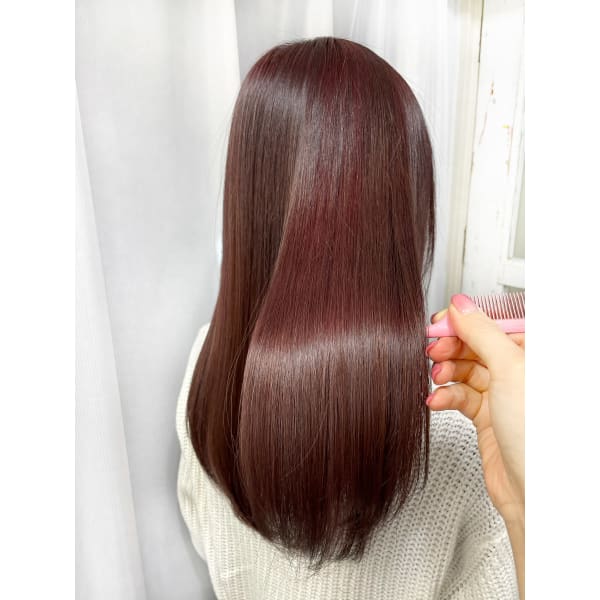 【髪質改善ストレート】縮毛矯正+高濃度水素トリートメント+カラー