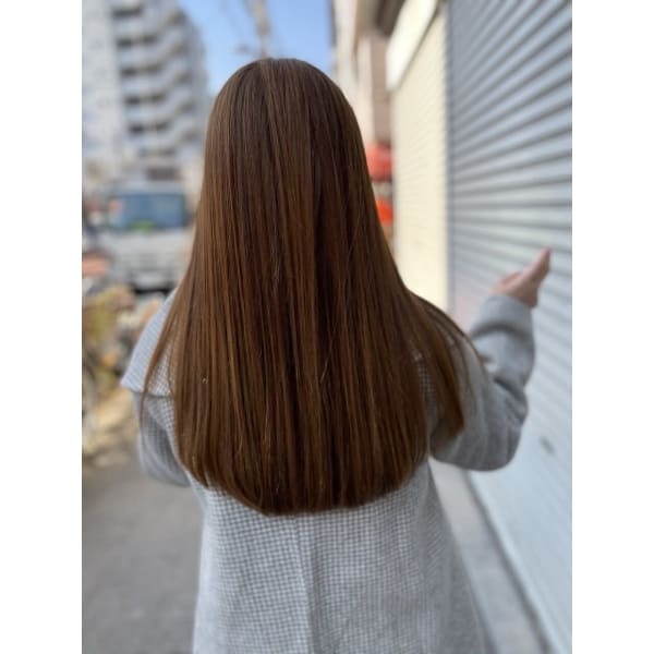 エクステ外し＋カット＋縮毛矯正＋艶カラーリング