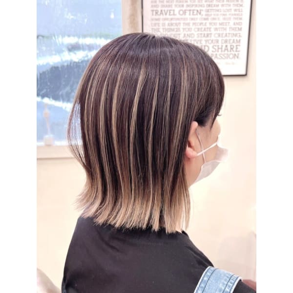 カット+白髪ぼかしハイライト+トリートメント+頭皮診断+炭酸バブルスパ¥33000