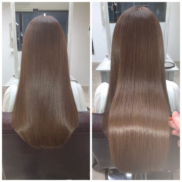 【圧倒的な艶と潤い】カット＋酸熱ハイブリッド髪質改善＋髪質改善ケアカラー