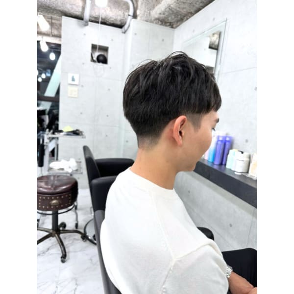 【スタイリスト北澤限定】メンズカット[ダークアッシュ/黒髪/センターパート/メンズショート/刈り上げ