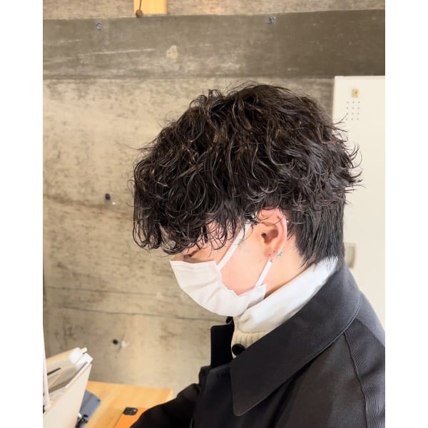 大人気！メンズカット＋ツイストスパイラル、波巻きパーマ ￥12,100