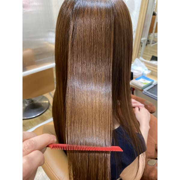 弱酸性縮毛矯正【(極)質感再整コース】＋カット＋炭酸泉＋トリートメント￥16,000