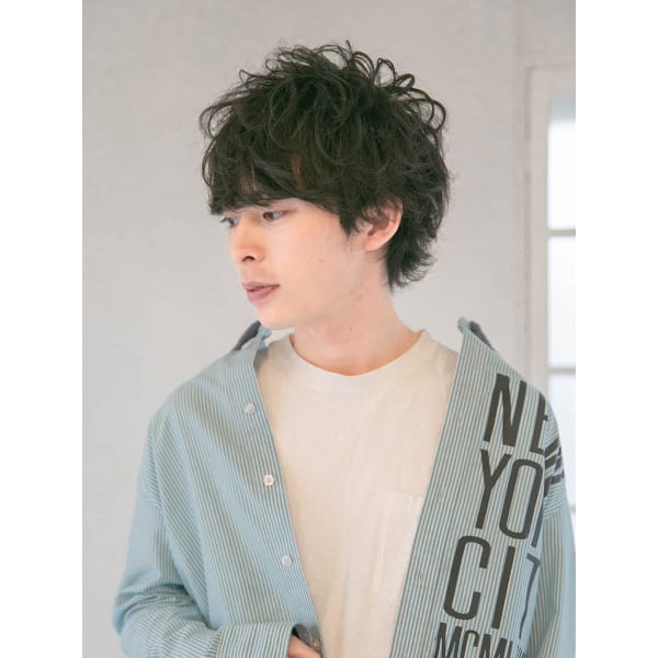 メンズカット+ツイストスパイラルパーマ+トリートメント(3step)+眉カット¥17600