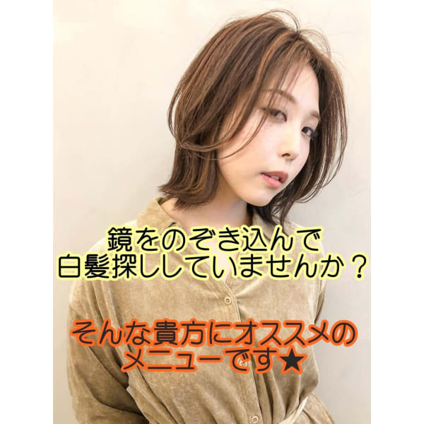 【出始め白髪の】オシャレカラー 　カット+抗酸化カラー　￥9980