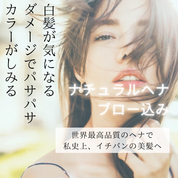 天然100%ヘナカラー・オレンジ全体☆世界最高AAAランクのヘナで20分で早染め♪（ブロー込）