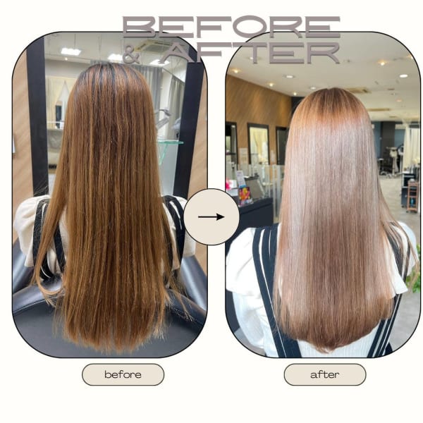 ぺたんこにならない、ドライでサラサラツヤツヤに、ダメージレス酸性ストレート+カット