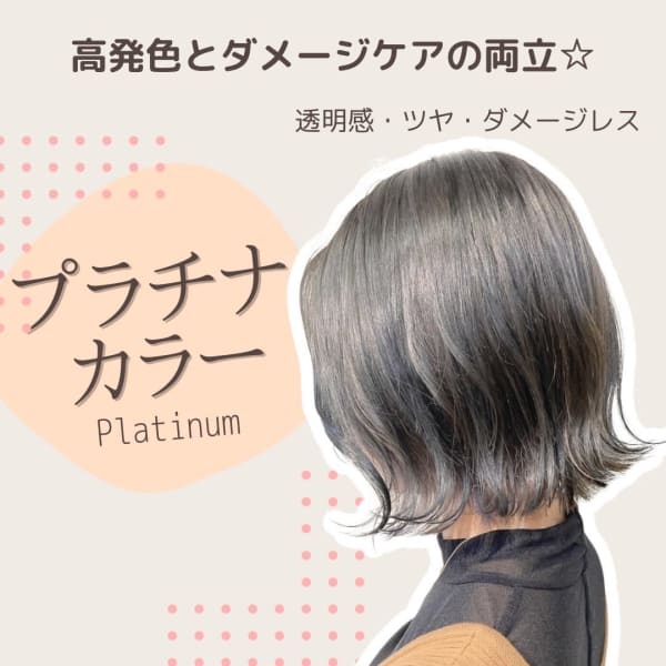 プラチナカラー(リタッチ)+小顔似合わせカット+前処理TR¥4,900