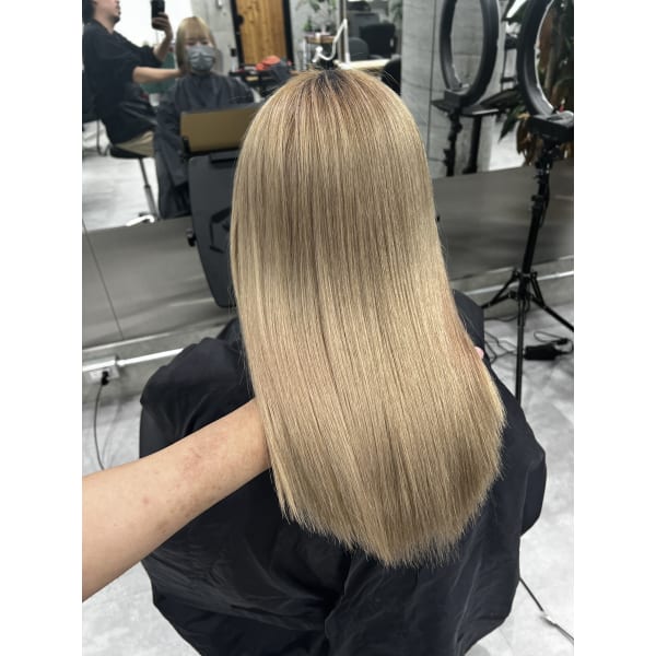 ダブルカラー+高濃度処理剤+水素ケア+ケアブリーチ+5分スパ