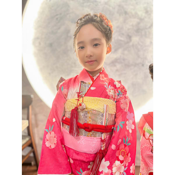 【七五三 七歳ファミリーパック】訪問着+メンズ着物+七歳着物 着付け、お母様無料ヘアセット付き