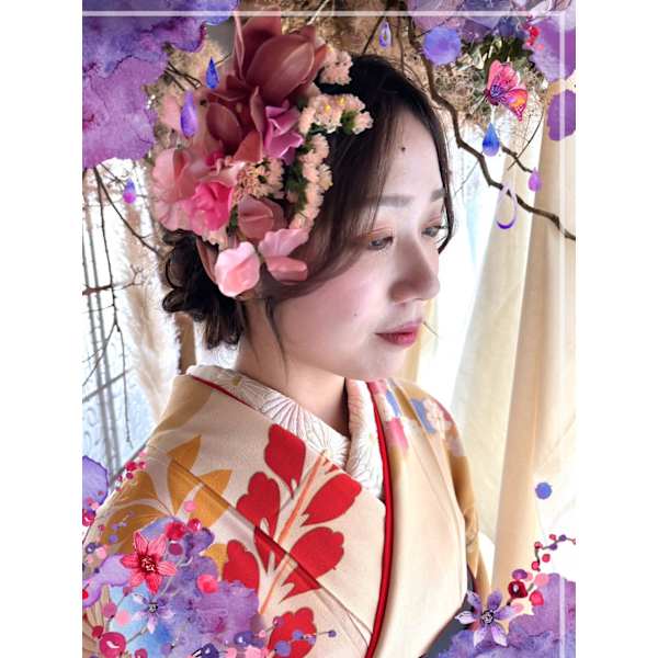 卒業式ヘアセット、袴着付け