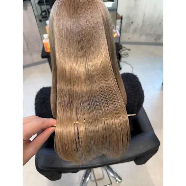 【世界一傷ませない】カット＋酸性ストレート＋超高濃度水素ケアカラー