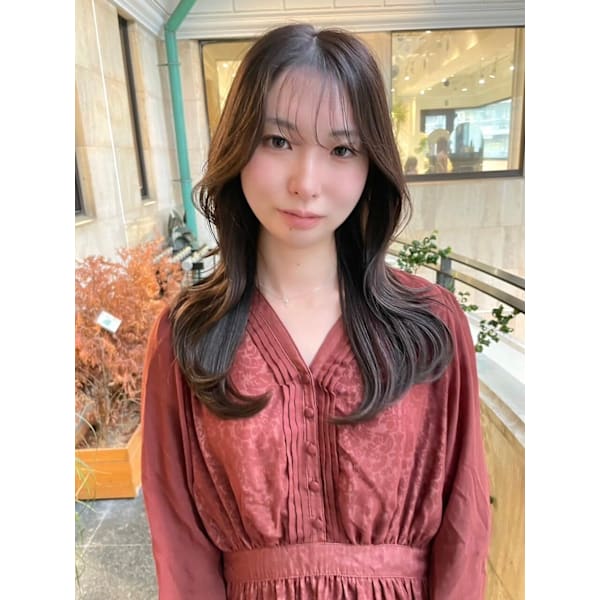 美髪くびれエアリーロング丸型卵型四角ベース逆三角似合わせ前髪