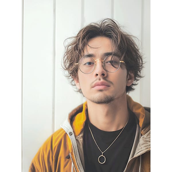 【メンズ人気No.1】メンズカット+スパイラルパーマ+眉カット ¥14000