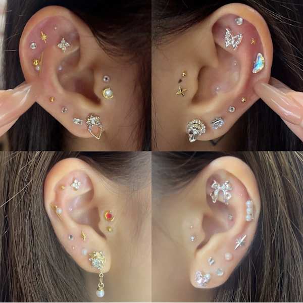 【耳つぼジュエリー】つけ放題♪解説.マッサージ付★大パーツ2つ付 ¥4800→¥3980