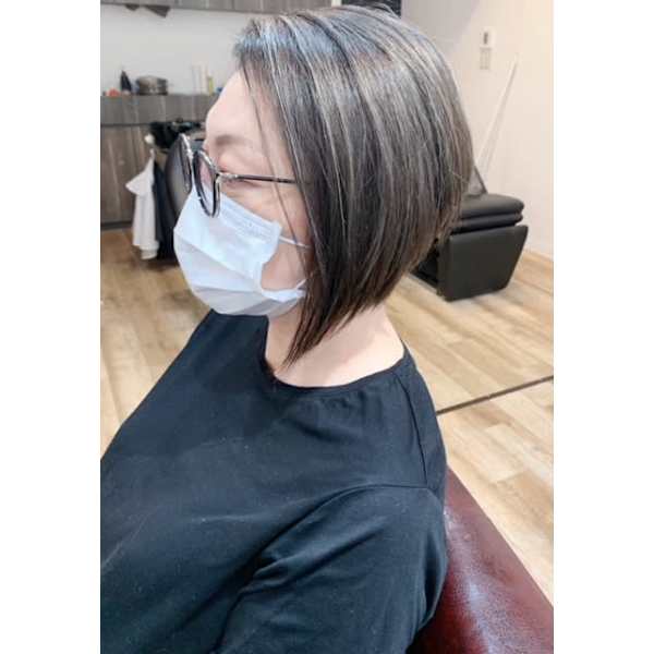 【白髪ぼかしハイライトコース】カット+ハイライト1/3+白髪染め+プレックス