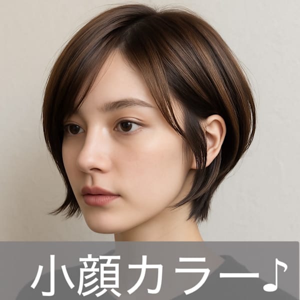 ［小顔効果］小顔に見えるカラー+アルティストカラー+カット＋毛髪集中補修