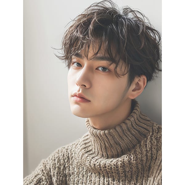 【メンズ人気No.1】メンズカット＋スパイラルパーマ＋眉カット　¥14000