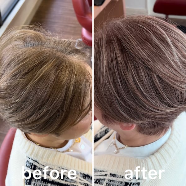 【大人女性の味方♪艶と立体感】白髪ぼかしハイライト¥14,500 → ¥11,600