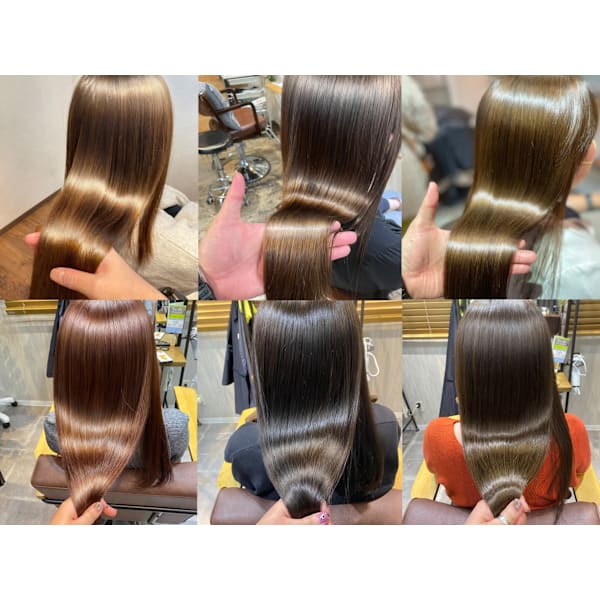 【選べる縮毛矯正/酸性orアルカリ】カット+髪質改善矯正+カラー+トリートメント