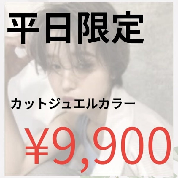 《平日限定》カット+ジュエルカラー ¥11,880→¥9,900
