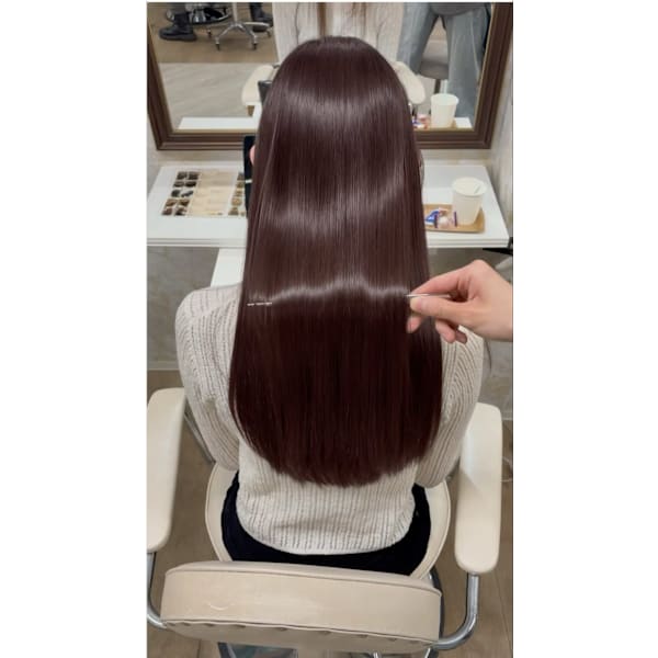 【人気No2】髪質改善縮毛矯正+カット+艶カラー ¥31350→¥18700