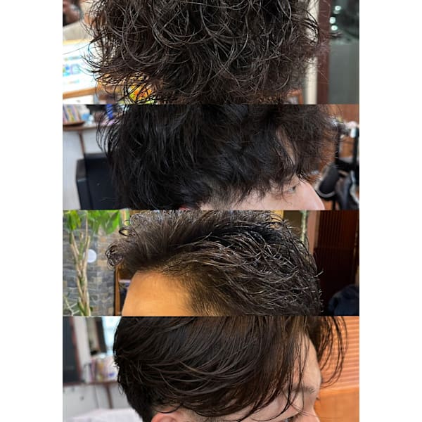 (ネット予約のみ)◆理想のシルエットに◆メンズカット+パーマ+プレ処理¥12,000