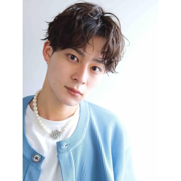 メンズカット+眉毛カット+ナチュラルパーマ/ニュアンスパーマ ¥10,000